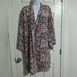 Vintage Victoria's Secret Gold Label Bath Robe Pink Green Yellow One Size Lounge